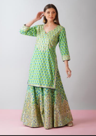 Jaipuri block Sharara Suit
